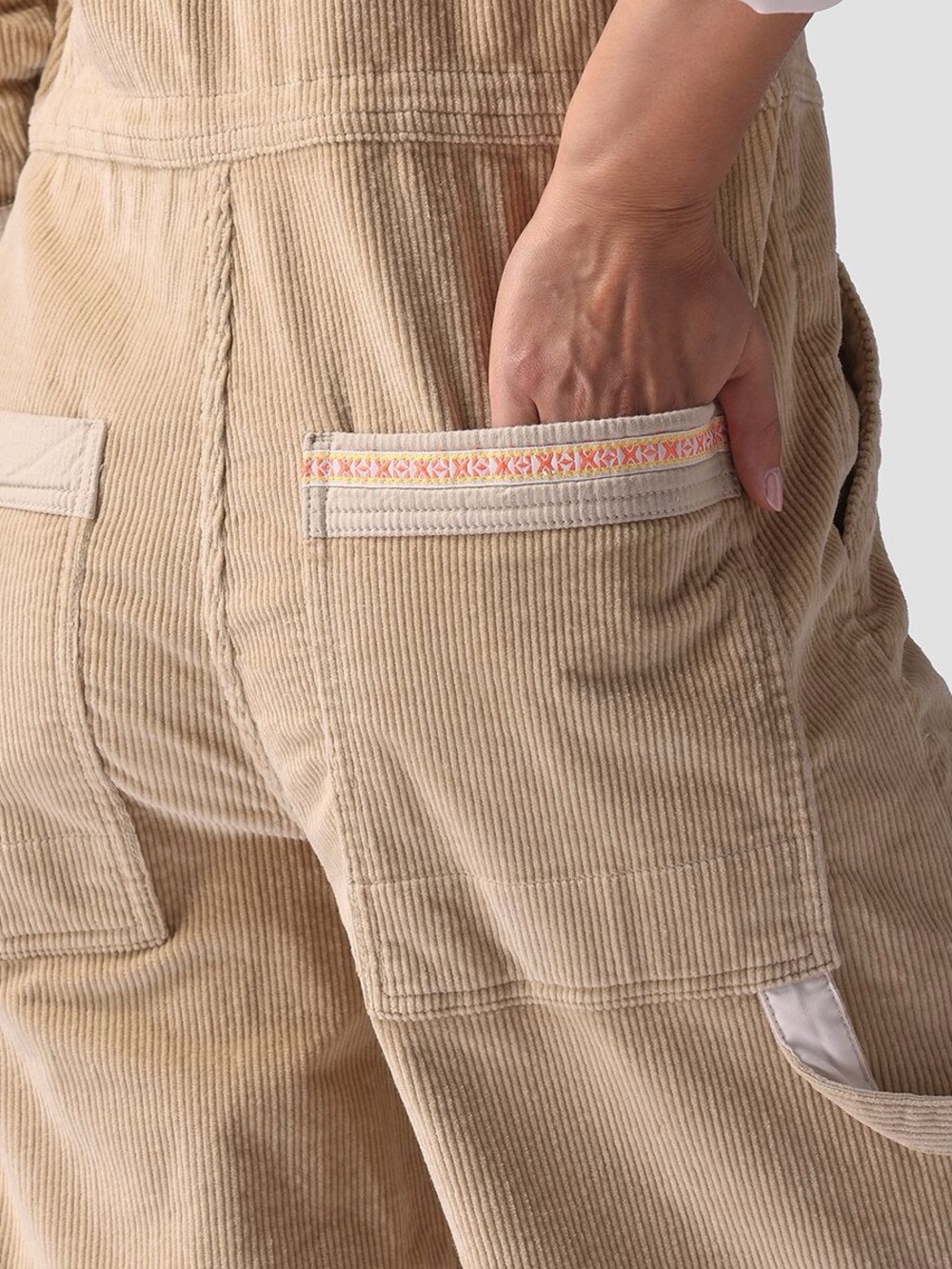 Stoic Wide Leg Corduroy Jumpsuit Coveralls Tan Beige Small - Picture 5 of 15